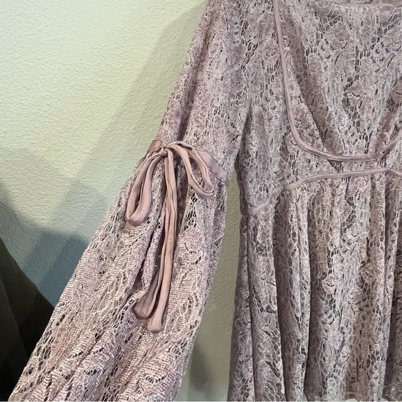 Free People lavender mauve size large lace tunic dress no slip - Picture 9 of 10